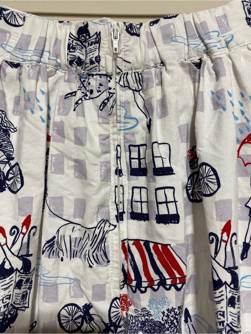 ModCloth “Rainy Day in Paris” Skirt A-Line Novelty whimsical Print Dogs Size M - Picture 8 of 12